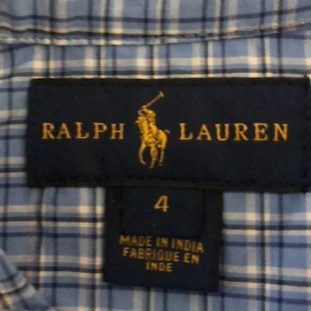 Ralph Lauren Boys Light Blue Checkered Button Down